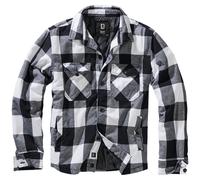 Brandit Lumber Jacket Mens Imbottito Flanella Cappotto Check Shirt Bianco Nero
