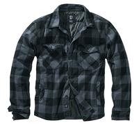 Brandit Lumber Jacket Mens Imbottito Flanella Cappotto Check Shirt Nero Grigio