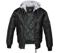 Brandit MA1 Giacca con Cappuccio Trapuntato Volo Uomo Nylon Foderato Nero/Grigio