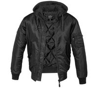 Brandit MA1 Giacca con Cappuccio Uomo Militare Foderato Volo Cappotto Caldo Noir