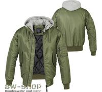 BRANDIT MA1 GIACCA PILOTA + CAPPUCCIO SWEAT HOODED BOMBER JACKET AVIATORE JAC...