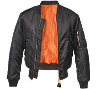 Brandit Ma1 Giacca Protezione Bomber Volo Polizia Nylon Sicurezza Flyer Nero