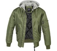 Brandit MA1 Sweat Hooded Jacket, Color: oliv+grey, Size: 6XL