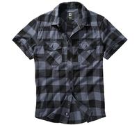 Brandit Manica Corta Check Camicia Estate Morbido Urbano Bivacco Nero/Grigio