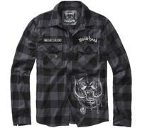 Brandit Motörhead Camicia quadri Manica lunga Stampa Toppa Flanella Nero-Grigio