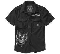 Brandit Motörhead Vintage Camicia 1/2 Manica Musica Rock Band Metal Casuale Nero