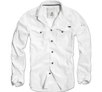 Brandit Pianura Casual Uomo Camicia Manica Lunga Slimfit Cotone Esercito Bianco