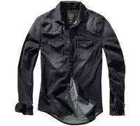 Brandit Riley Camicia Di Jeans Uomo Cotone Manica Lunga Casuale Tasca Petto Nero