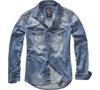 Brandit Riley Denim Camicia Uomo Manica Lunga Viaggio Lavoro Jacket Blue