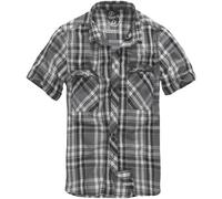 Brandit Roadstar Check Flanella Uomo Shirt Manica Corta Lavoro Nero Antracite