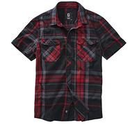Brandit Roadstar Uomo Camicia Maniche Corte Rosso 100% Cotone Regular