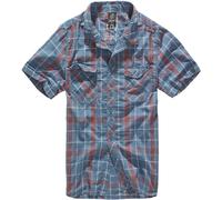 Brandit Roadstar Uomo Check Flanella Camicia Manica Corta Lavoro Top Rosso Blu