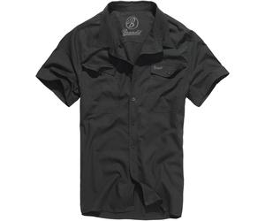 Brandit Roadstar Uomo Short Sleeve Sicurezza Camicia Cotone Flanella Top Nero