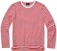 Brandit Stripe Jersey Maglietta a maniche lunghe, Rosso/Bianco, Taglia L