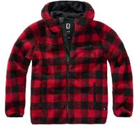 Brandit Teddyfleece Worker Giacca, nero/rosso, Taglia 3XL