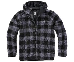 Brandit Teddyfleece Worker Jacket Abbigliamento Strada Uomo Caldo Nero/Grigio