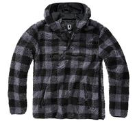 Brandit Teddyfleece Worker Pullover Abbigliamento Strada Uomo Caldo Nero/Grigio