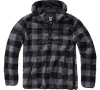 Brandit Felpa con cappuccio Teddyfleece Worker Uomo Nero/Grigio 4XL