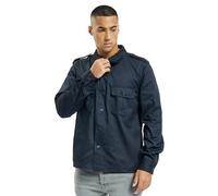 Brandit US Hemd Langarm Uomo Camicia Maniche Lunghe Nero 80% Poliestere, 20% Cotone Regular