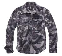 Brandit Vintage Camicia Manica Lunga Cotone Uomini Outdoor Tattico Grey Camo