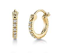 Brandlinger® Atelier - Orecchini in argento sterling 925 dorato per donne/bambini con pietre di zircone (piccolo anello). Dimensioni: 12,5 mm, 12.5 millimètres, Oro giallo, Zirconie sintetico
