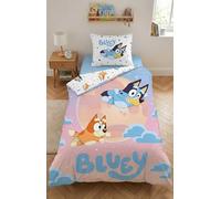 BrandMac Bluey - Parure da letto per bambini, 100% cotone, copripiumino 140 x 200 cm, federa per cuscino, design reversibile Bluey & Bingo nelle stelle, morbido, traspirante e certificato Oeko-Tex