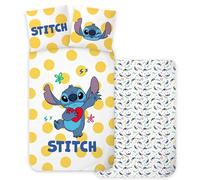 BrandMac Lilo & Stitch 01 Set di Biancheria da Letto per Lettino | Copripiumino 100x135 cm con Federa 40x60 cm, 100% Cotone | Set di Biancheria da Letto Reversibile in Stile Lilo e Stitch per Bambini