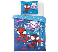 BrandMac Marvel - Set di biancheria da letto per bambini, copripiumino 100 x 135 cm + federa 40 x 60 cm, 100% cotone, morbida e traspirante, motivo Spidey