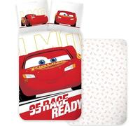 BrandMac McQueen Cars - Set di biancheria da letto per lettino, copripiumino 100 x 140 cm e federa 40 x 45 cm, 100% cotone, set di biancheria da letto reversibile per ragazzi e ragazze, design morbido