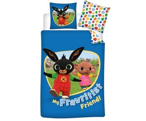 Brandmac Parure da letto Bing e Sula in 100% cotone, per lettino o per neonati, con copripiumino 100 x 135 cm + federa 40 x 60 cm, colore: Blu