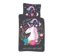 BrandMac Parure da letto con unicorno, 100% cotone, copripiumino per neonato, 100 x 135 cm + federa 40 x 60 cm