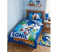 BrandMac Parure da letto per bebè Sonic Le Hedgehog, copripiumino 100 x 135 cm e federa 40 x 60 cm, 100% cotone Oeko-TEX reversibile 2 in 1, ideale per letto a sbarre, transizione e junior - Design