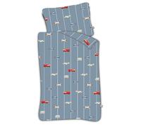 BrandMac Parure da letto per piccole auto per neonati o letto piccolo, 100% cotone, copripiumino 100 x 135 cm + federa 40 x 60 cm, by Mats, Striped Cars