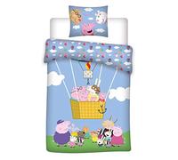 BrandMac Peppa Pig - Set di biancheria da letto "Family" per bambini, copripiumino 100 x 140 cm, con federa 40 x 45 cm, 100% cotone, design ufficiale Peppa Pig, morbido, traspirante e lavabile in