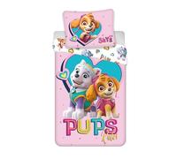 BrandMac Set biancheria da letto Paw Patrol Stella ed Everest, 100% cotone, copripiumino 100 x 135 cm + federa 40 x 60 cm