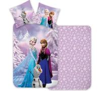 Parure da letto Frozen 100% cotone, copripiumino per letto piccolo 100 x 135 cm + federa 40 x 60 cm, reversibile, con Elsa, Anna e Olaf