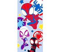 BrandMac Spidey Telo da spiaggia e da bagno, 70 x 140 cm, 100% cotone, morbido e assorbente, per bambini, motivo Spiderman, asciugamano colorato, ideale per spiaggia, bagno e piscina