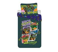 Brandmac TMNT - Set di biancheria da letto per bambini, reversibile, 100 x 135 cm, con federa 40 x 60 cm, 100% cotone, motivo tartarughe ninja per bambini