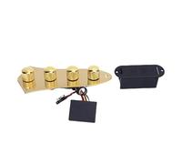BrandName Prewired Guitar Control Plate Assembly, 3 Stage Preamp Control Board with 3 Band EQ Adjustable Gain Metal Bass Electric Guitar Replacement Plate for Bass/Electric Guitar (Oro)