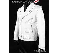 BRANDO BIANCO UOMO BIKER MOTO MOTO CRUISER Giacca in pelle di mucca