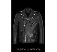 BRANDO CON FRANGIA NERO UOMO MOTO MOTO CRUISER Giacca in pelle di mucca