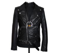 Brando Nero da Uomo Biker Vero Vacchetta Giacca' Warehouse Offerta Sconto'