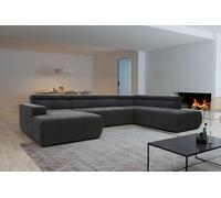 Brandon DOMO. collection Divano, paesaggio residenziale con funzione schienale a forma di U, angolo imbottito, 359 x 228 x 80 cm (larghezza x profondità x altezza), grigio