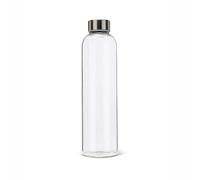 BrandPrint Bottiglia in Vetro Borosilicato Modello Eos da1 Litro, con Tappo a Vite colore Argento. Per Bevande e Succhi.