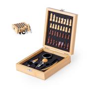 BrandPrint, Scacchiera e Set Vino. Include: Scacchi, cavatappi, apribottiglia con Taglia/Apri Capsula; Tappo, Decanter e contagocce. Idea Regalo. Natale. Personalizzabile. (Nome o Frase).