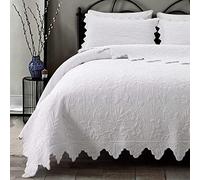 Brandream Copriletto di lusso bianco Queen Size Bed Quilt Set