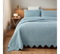 Brandream Lussuoso set di biancheria da letto trapunta queen size fattoria copriletto matelasse set cotone shabby blu antico leggero tutte le stagioni scelta