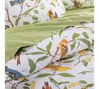 Brandream Set copripiumino king size 3 pezzi stile rustico floreale stile pastorale elegante 100% cotone egiziano 1 copripiumino con chiusura a bottone e 2 federe, verde