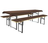 Brandsseller Set Birreria 3 Pezzi - 2 Cuscini Imbottiti per Panche 220x25 cm e 1 Tovaglia 240x90 cm - Ideale per Sagre, Giardino, Feste all’Aperto - Marrone