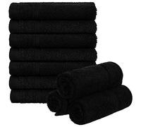 Brandsseller Set di 10 Asciugamani per Ospiti 30 x 50 cm Salviette in Spugna con Appendino Cotone 450 g/m² Bagno Casa - Nero